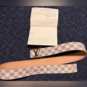 Louis Vuitton Damier Azur Belt - White and Tan